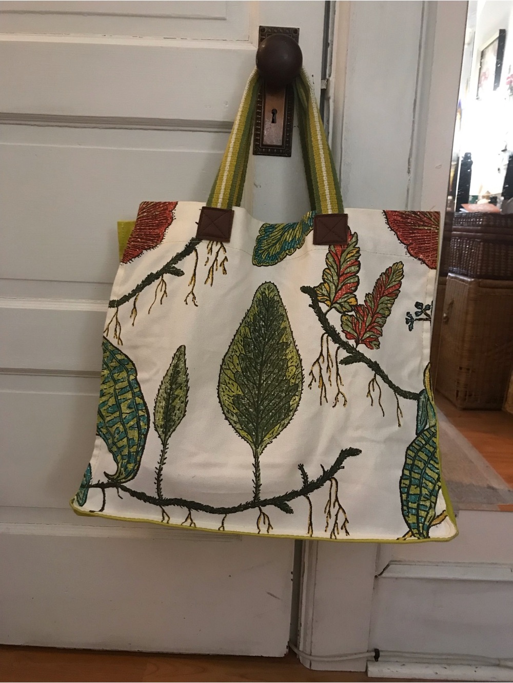 Large Botanical Print Canvas Tote Bag/NWOT/Target